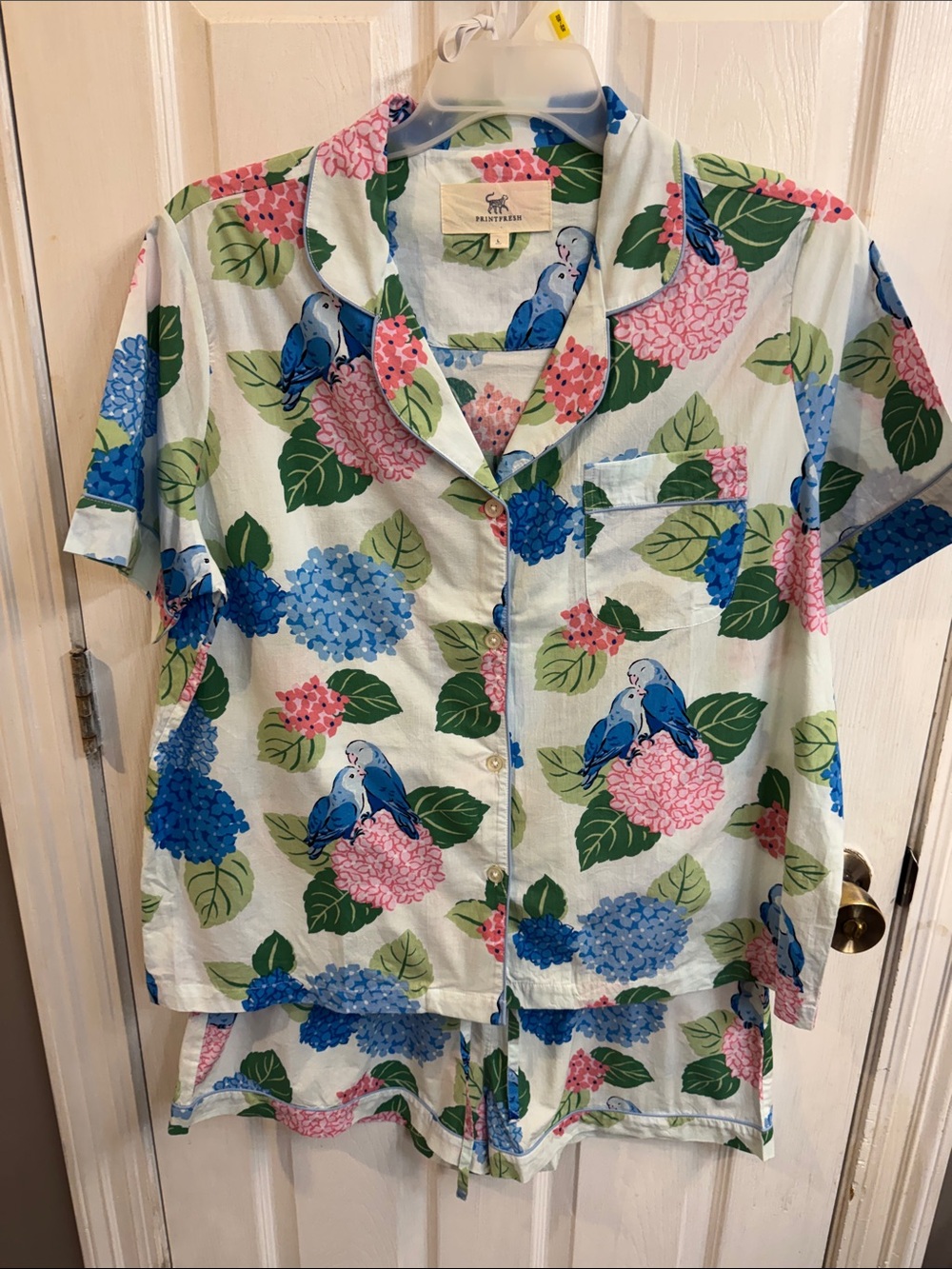 Women’s Printfresh Floral & Parrot Short Pajama Set - Blue, Pink, Green